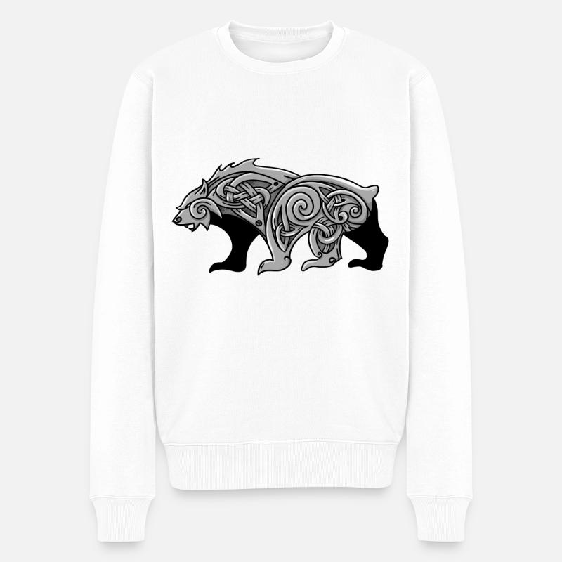 Nordischer Wikinger Bär keltischer Knoten Ornament - Männer Premium Bio Pullover - Weiß