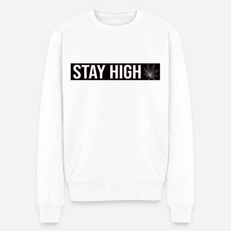 Stay High Leaf - Männer Premium Bio Pullover - Weiß