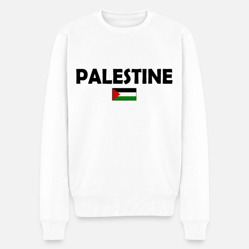 Free Palestine - Männer Premium Bio Pullover - Weiß