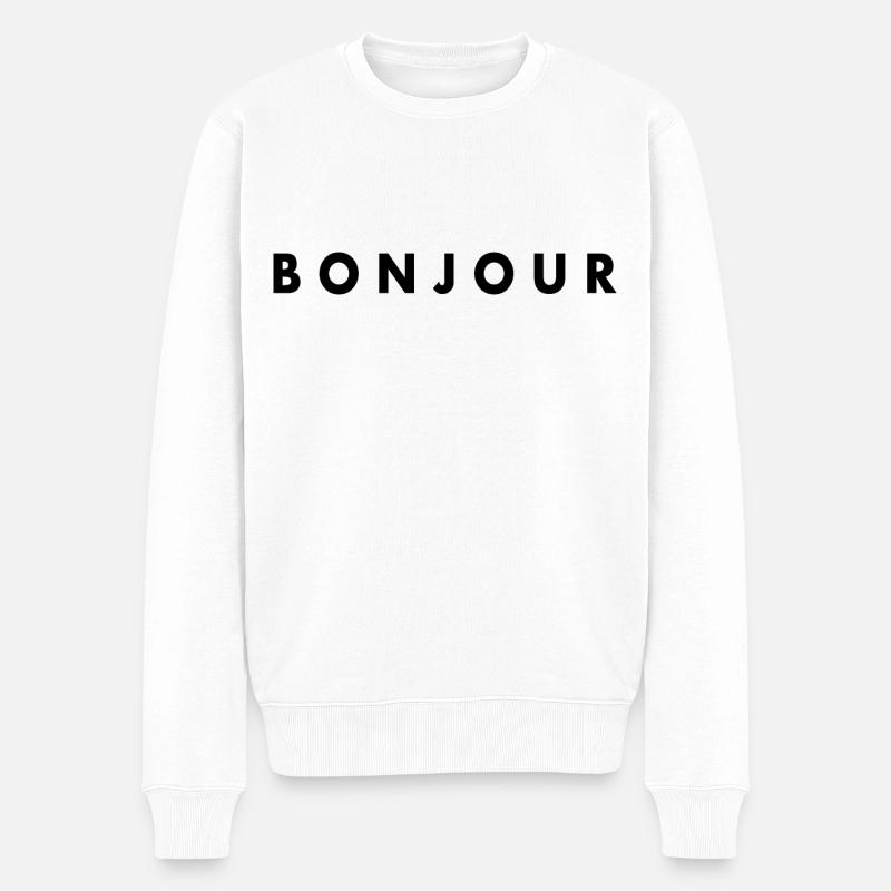 Bonjour - Männer Premium Bio Pullover - Weiß