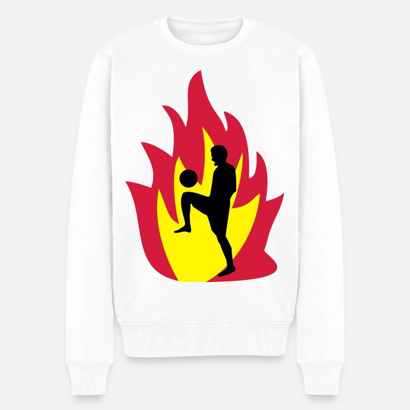 Fussball Feuer - Männer Premium Bio Pullover - Weiß