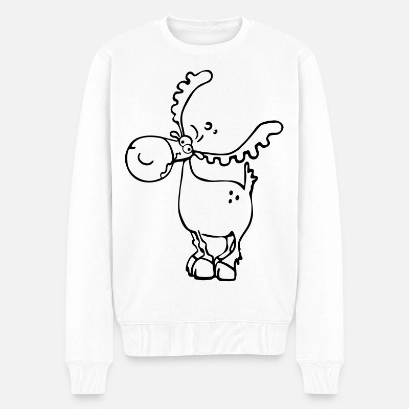 Elch - Hirsch - Rentier - Wild - Männer Premium Bio Pullover - Weiß