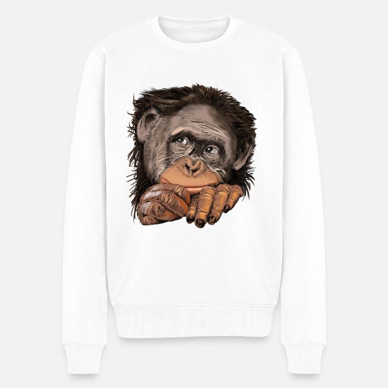 Affe - Männer Premium Bio Pullover - Weiß