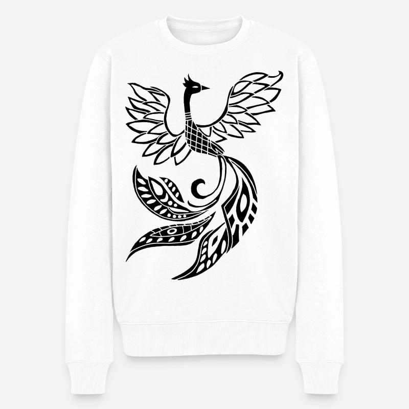 Schwarzer Phönixvogel - Männer Premium Bio Pullover - Weiß