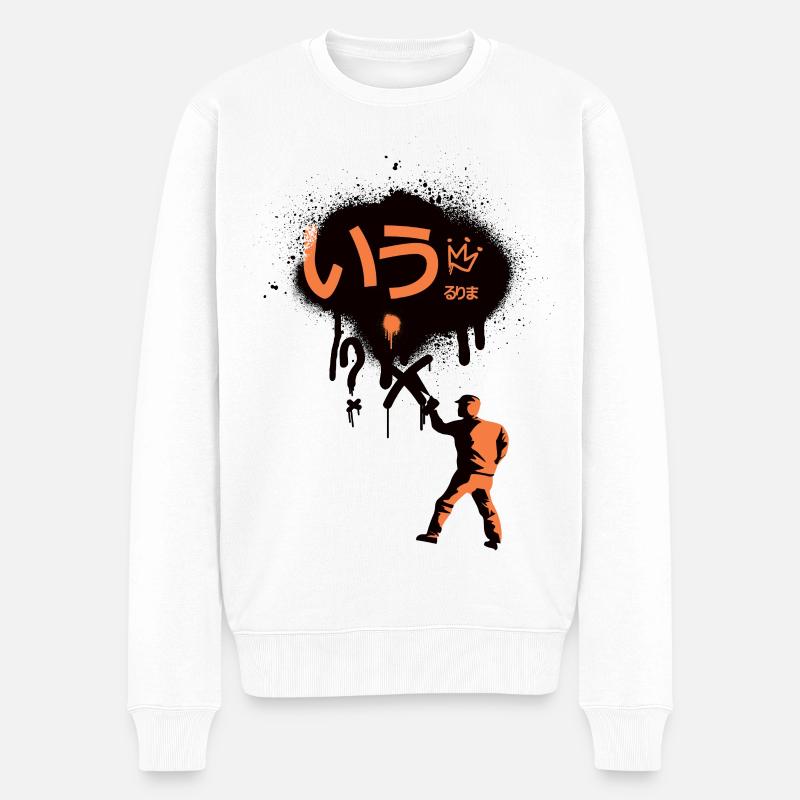 Abstrakt Sprayer Logo - Männer Premium Bio Pullover - Weiß