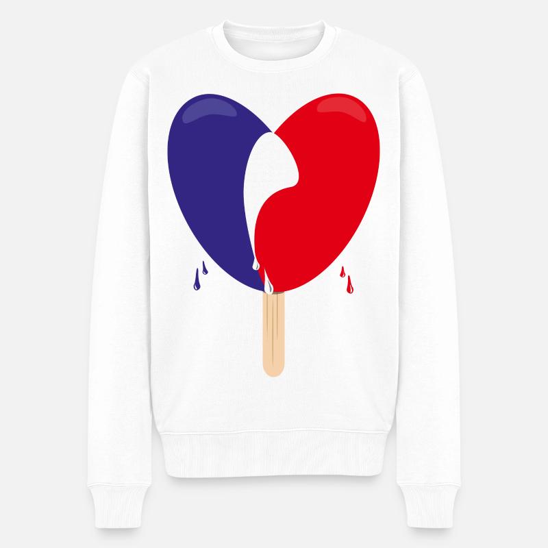 Flagge von Frankreich mit Herz. - Männer Premium Bio Pullover - Weiß