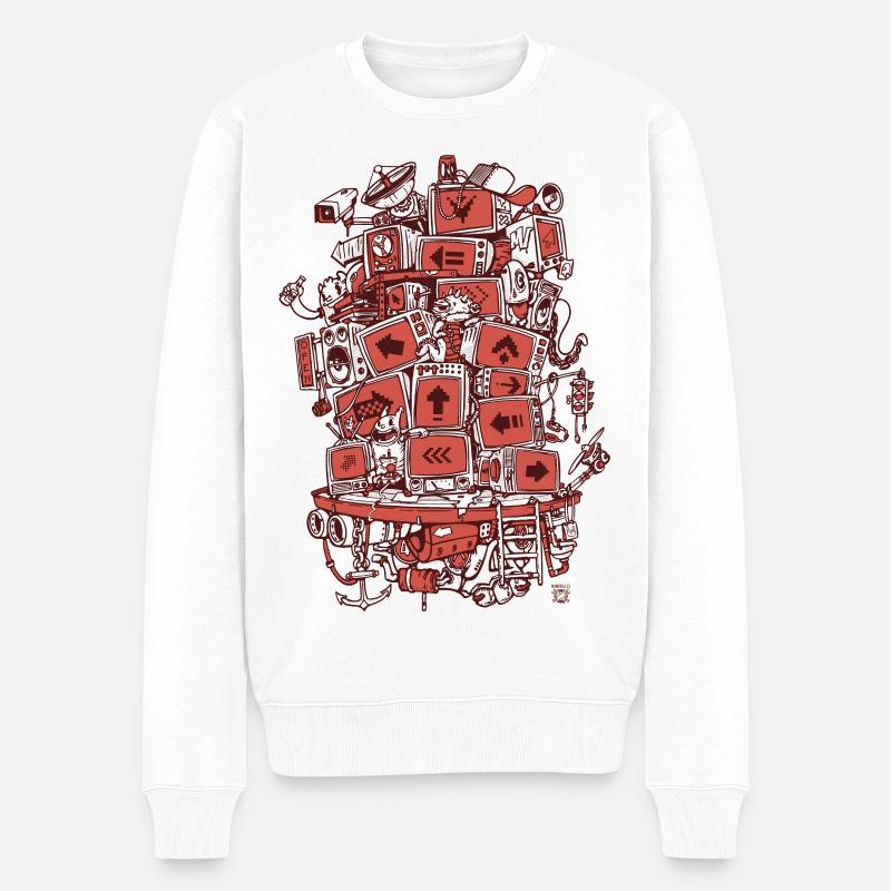 TV Project 2 Farben - Männer Premium Bio Pullover - Weiß