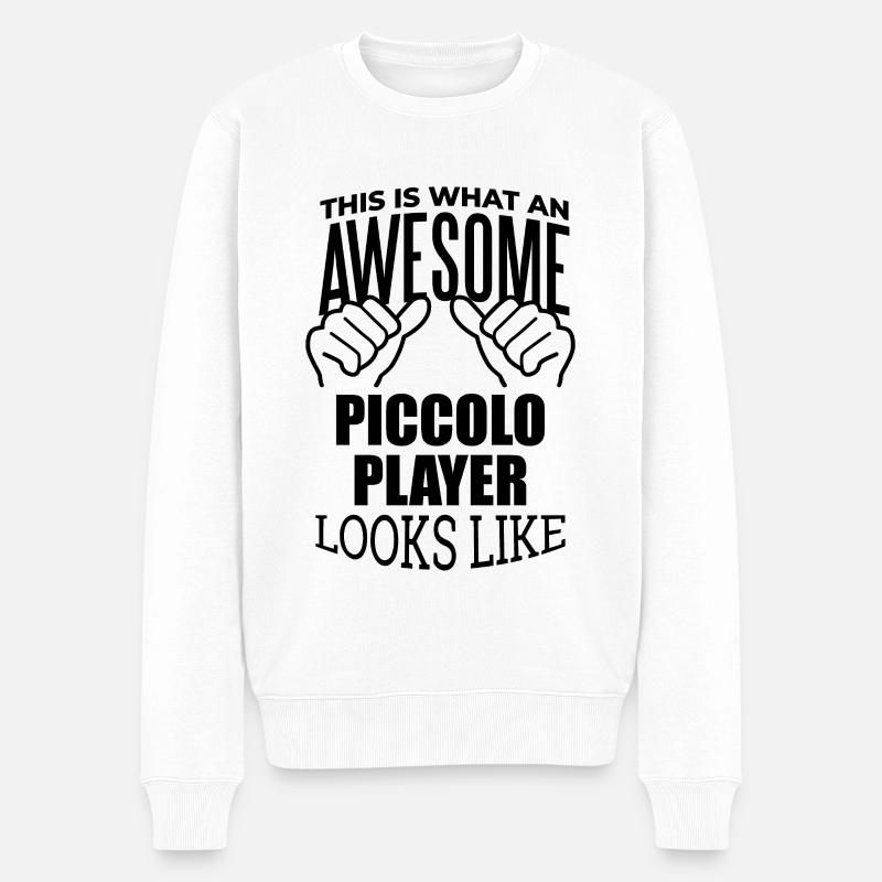 Piccoloflöte - Männer Premium Bio Pullover - Weiß
