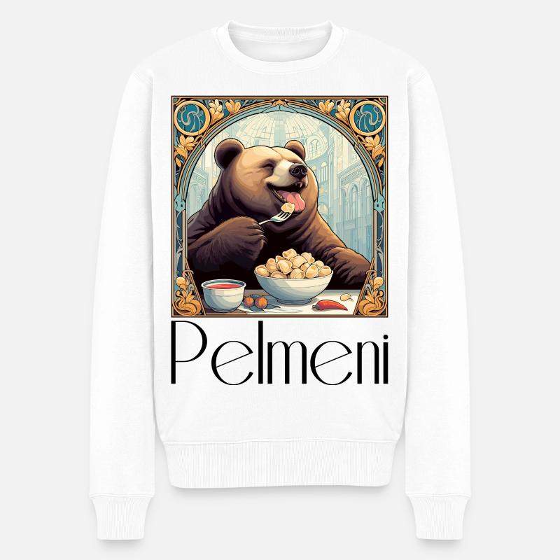 Pelmeni Bär russisch Geschenk - Männer Premium Bio Pullover - Weiß