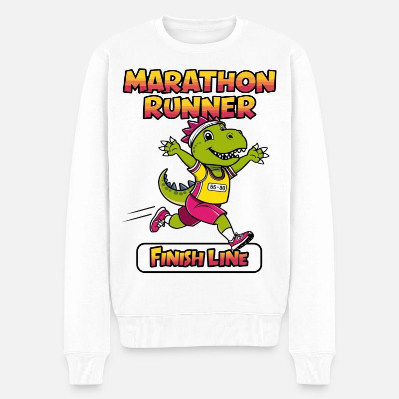 T-Rex Marathon Läufer - Männer Premium Bio Pullover - Weiß