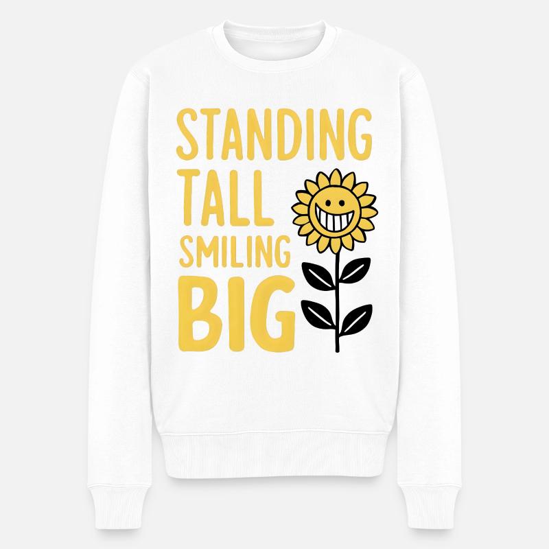 Standing Tall, Smiling Big - Männer Premium Bio Pullover - Weiß