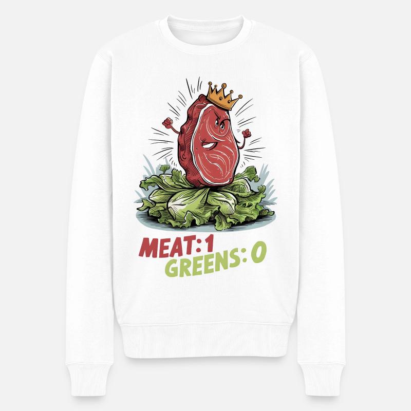 Meat 1, Greens 0 - Männer Premium Bio Pullover - Weiß