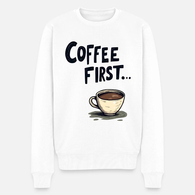 Coffee First - Männer Premium Bio Pullover - Weiß