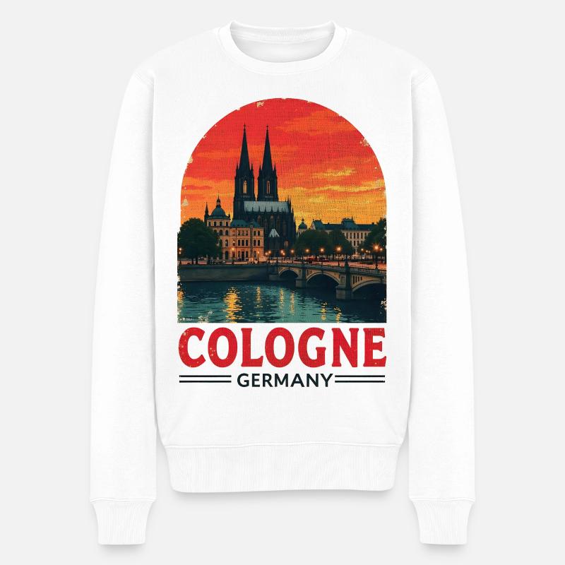 Cologne, Allemagne – Conception du paysage urbain - Pull Premium bio Homme - blanc
