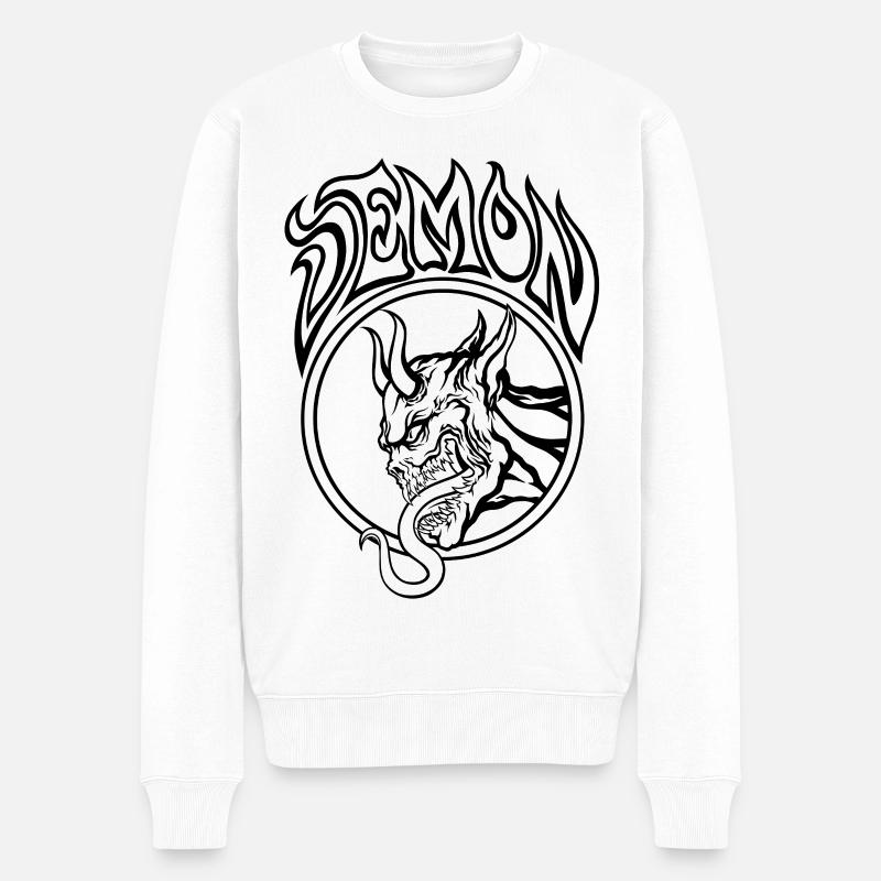 Démon - Illustration au trait infernal - Pull Premium bio Homme - blanc