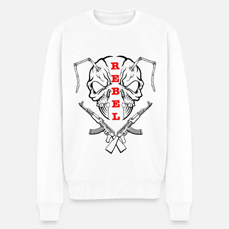 « REBEL EYES - Expression intrépide » - Pull Premium bio Homme - blanc