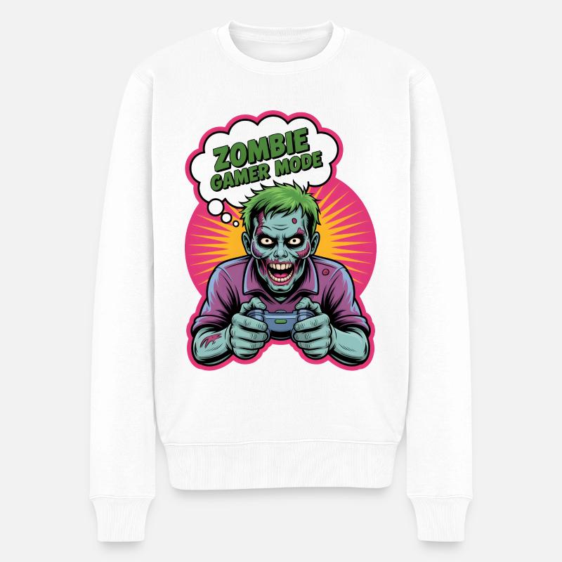 Zombie Gamer Mode T-shirt - Männer Premium Bio Pullover - Weiß