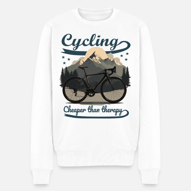 Cycling T-Shirt – Cheaper than Therapy - Männer Premium Bio Pullover - Weiß