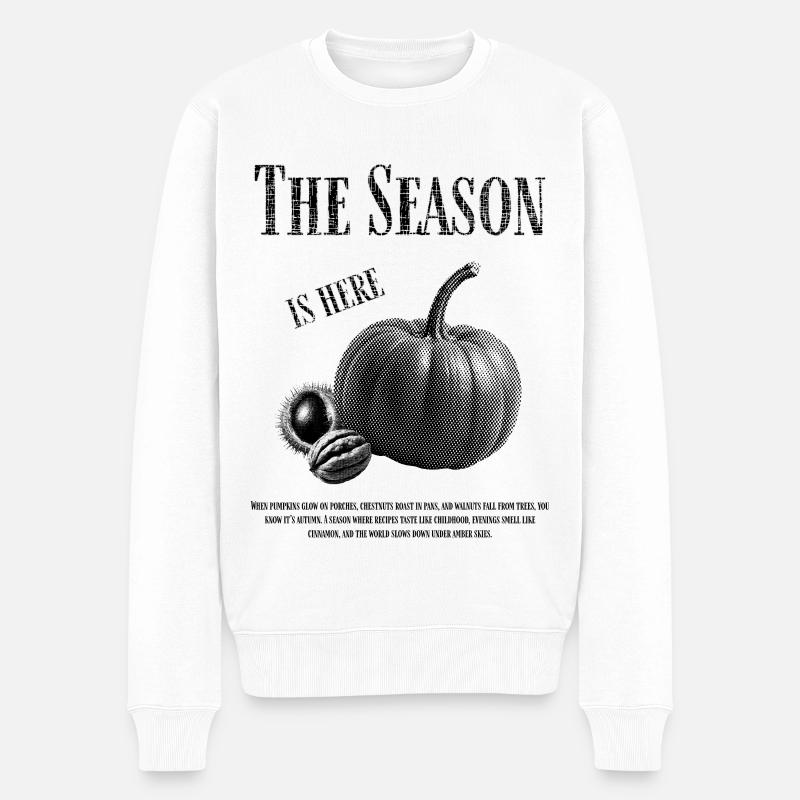 Herbstliches Kürbisdesign mit Früchten - Männer Premium Bio Pullover - Weiß