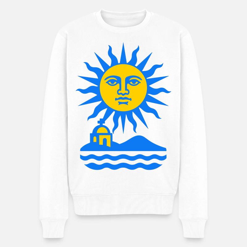 Greece Sun Art - Männer Premium Bio Pullover - Weiß