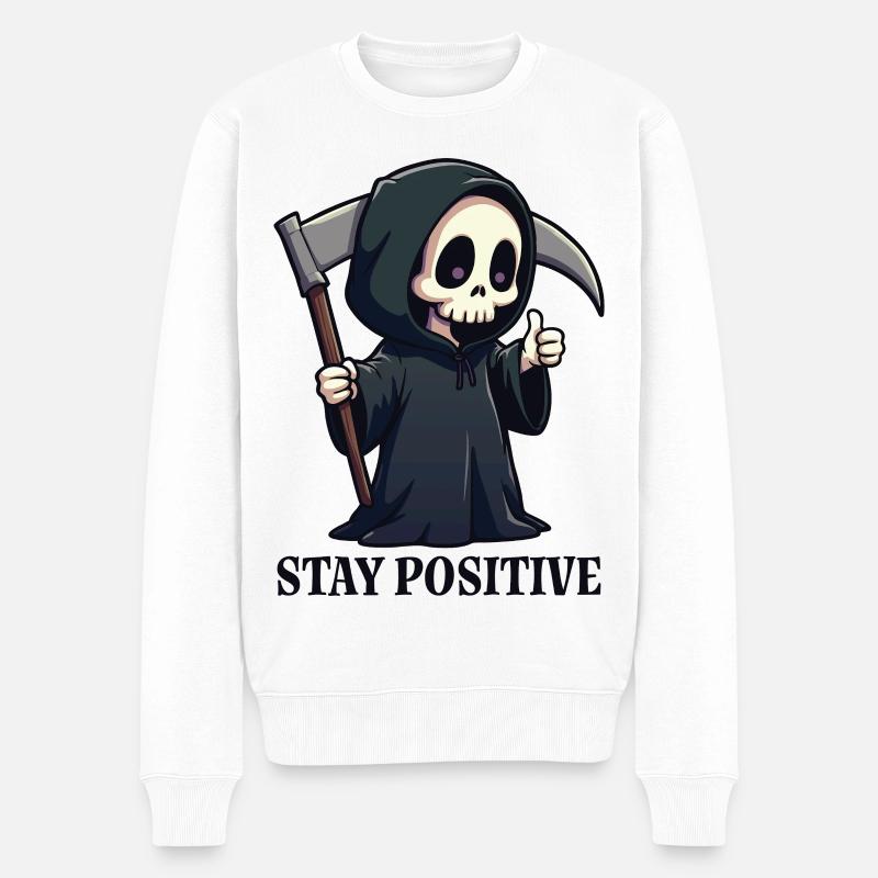 Bleiben Sie positiv - Männer Premium Bio Pullover - Weiß
