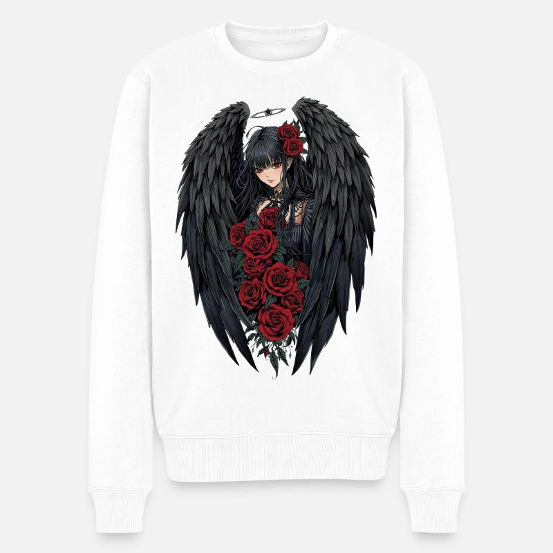 Ange de la nuit Rose Ailes - Pull Premium bio Homme - blanc