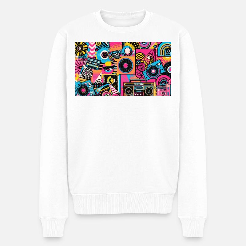 Pop-Art - Männer Premium Bio Pullover - Weiß
