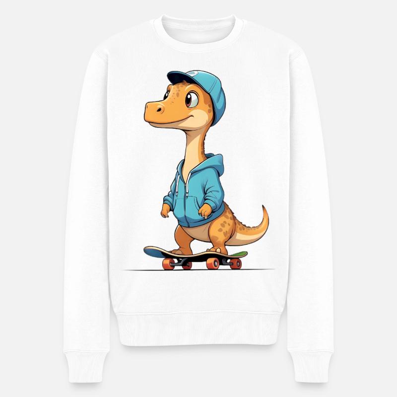 Dino Skater Hoodie Design - Männer Premium Bio Pullover - Weiß