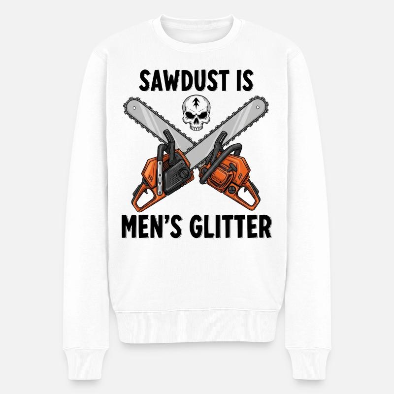 Sägespäne sind  Männerglitzer - Männer Premium Bio Pullover - Weiß