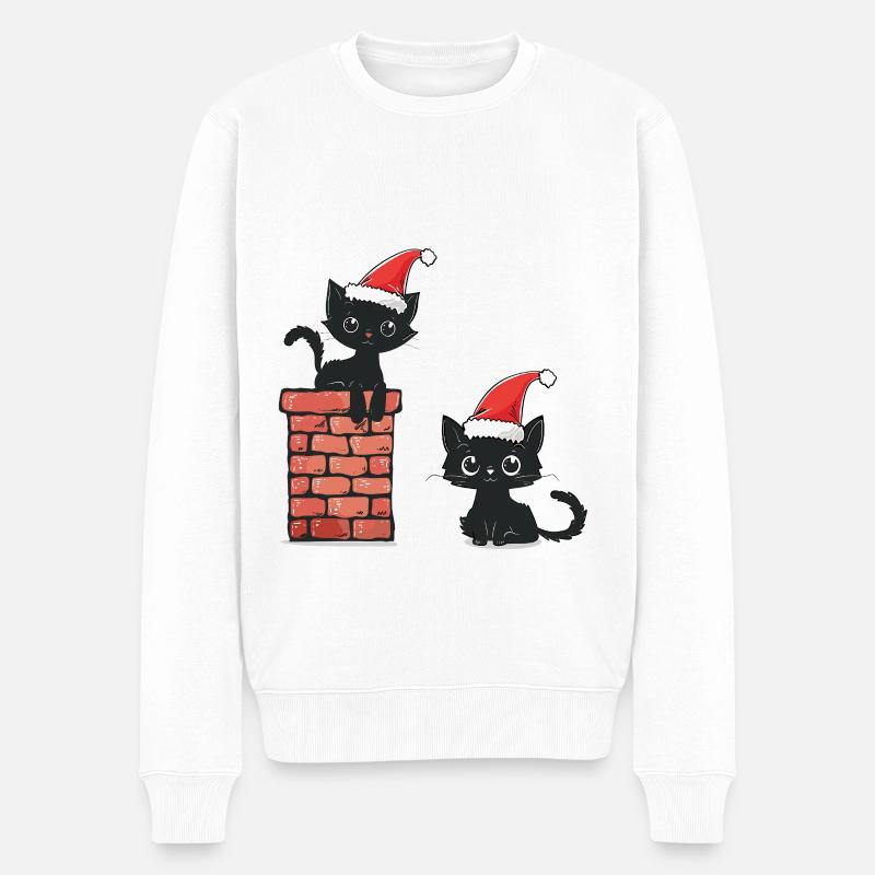 Noël chaton chat motif Noël - Pull Premium bio Homme - blanc