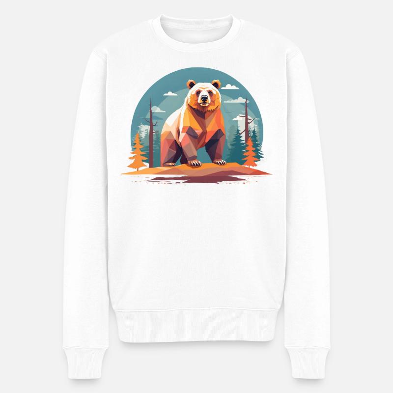 Polygone ours dans la forêt - Pull Premium bio Homme - blanc