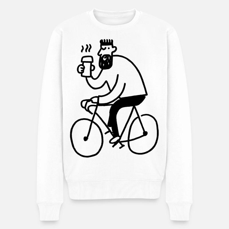 Hipster Biker - Männer Premium Bio Pullover - Weiß