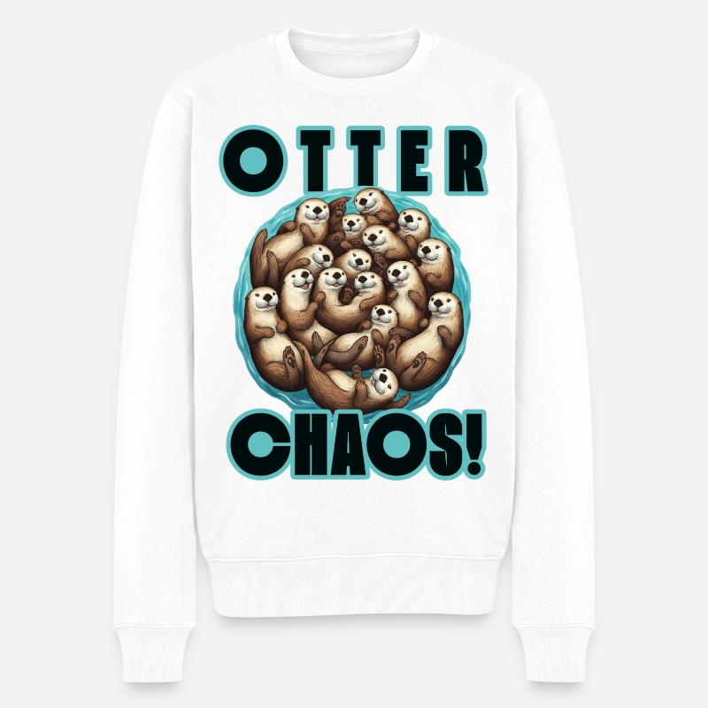 Humour Loutres Otter Chaos Fun - Pull Premium bio Homme - blanc