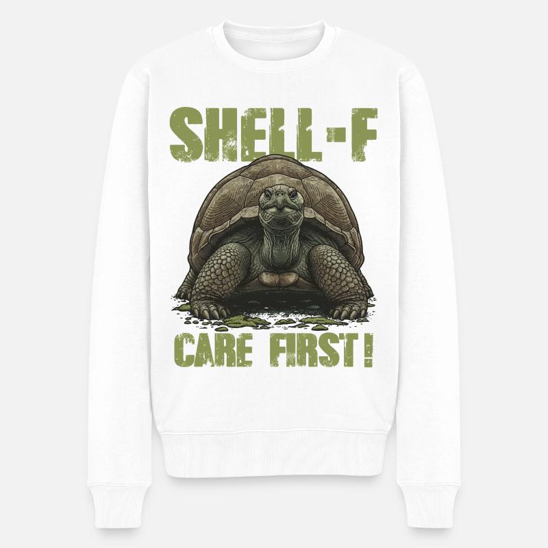 Turtle Shell-f Care First Humor - Männer Premium Bio Pullover - Weiß