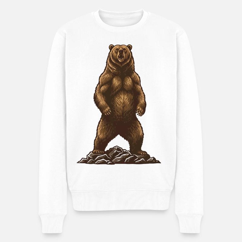 Majestätischer Grizzlybär Power Wild - Männer Premium Bio Pullover - Weiß