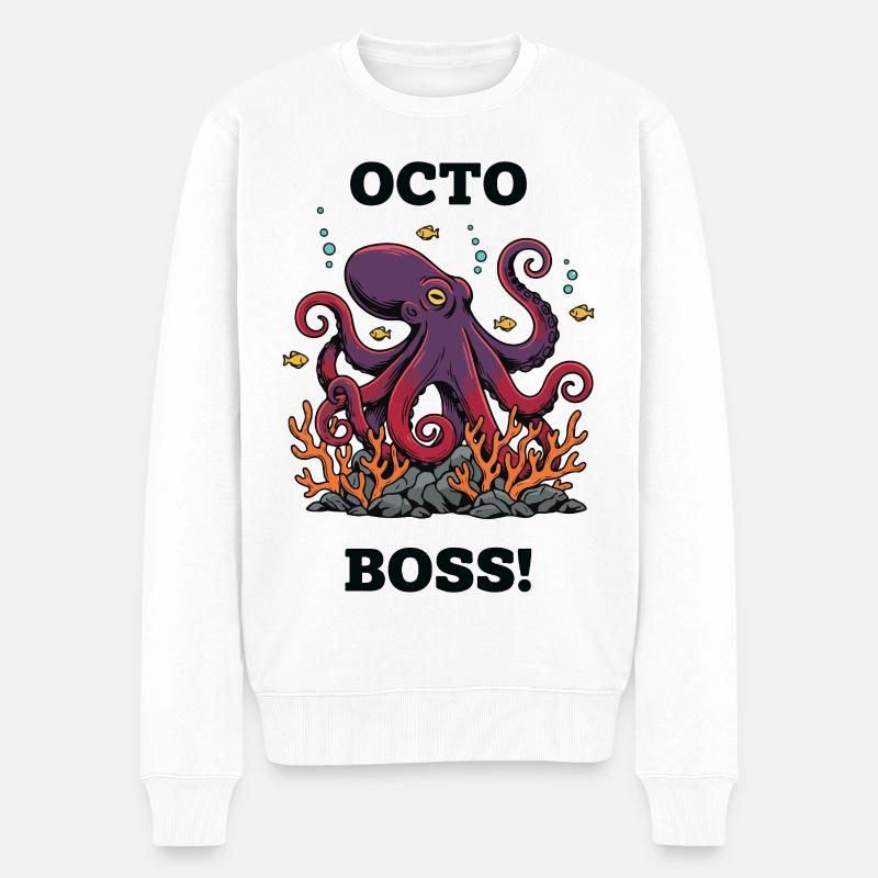 OctoBoss Poulpe Roi des Récifs - Pull Premium bio Homme - blanc