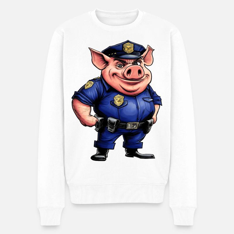 Cochon policier - Pull Premium bio Homme - blanc