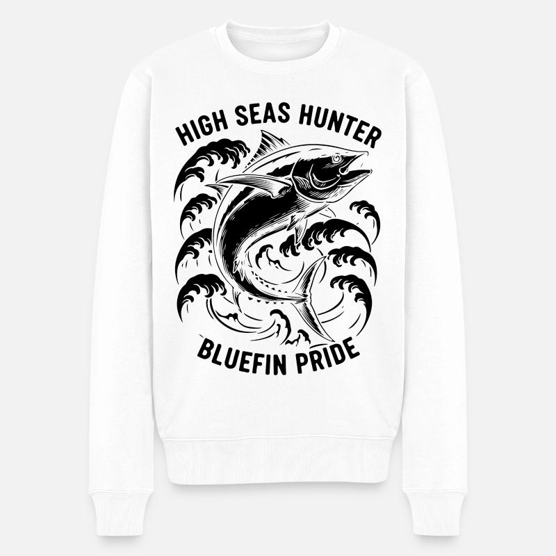 Seefischer Thunfisch-Blauflossenjäger - Männer Premium Bio Pullover - Weiß