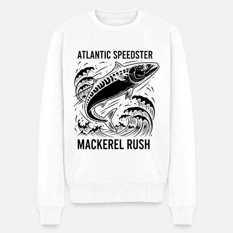 Pêche Mer Maquereau Mackerel Rush - Pull Premium bio Homme - blanc