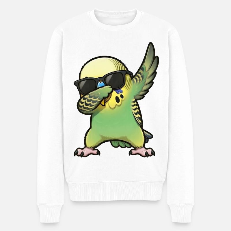 Taponage du vert perruche ondulé - Pull Premium bio Homme - blanc