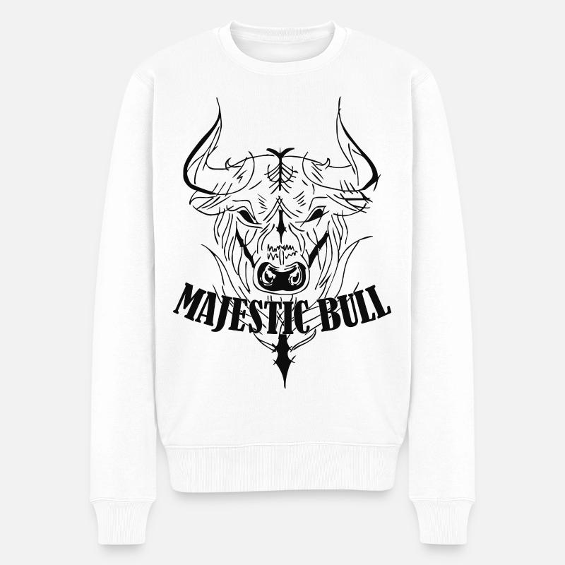 Majestic Bull - Männer Premium Bio Pullover - Weiß