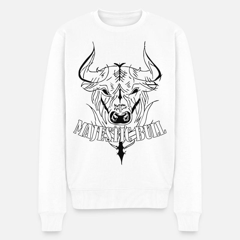 Majestic Bull - Männer Premium Bio Pullover - Weiß