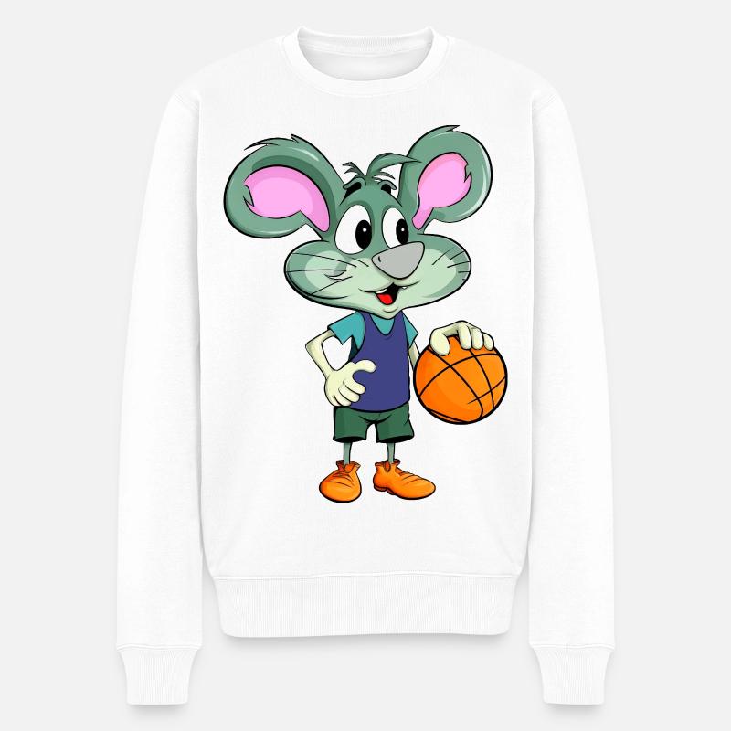 Basketball Maus - Männer Premium Bio Pullover - Weiß
