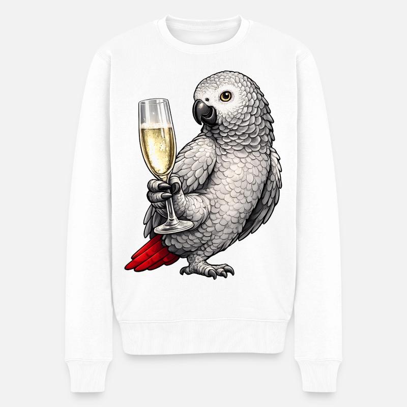 Graupapagei Sekt - Männer Premium Bio Pullover - Weiß