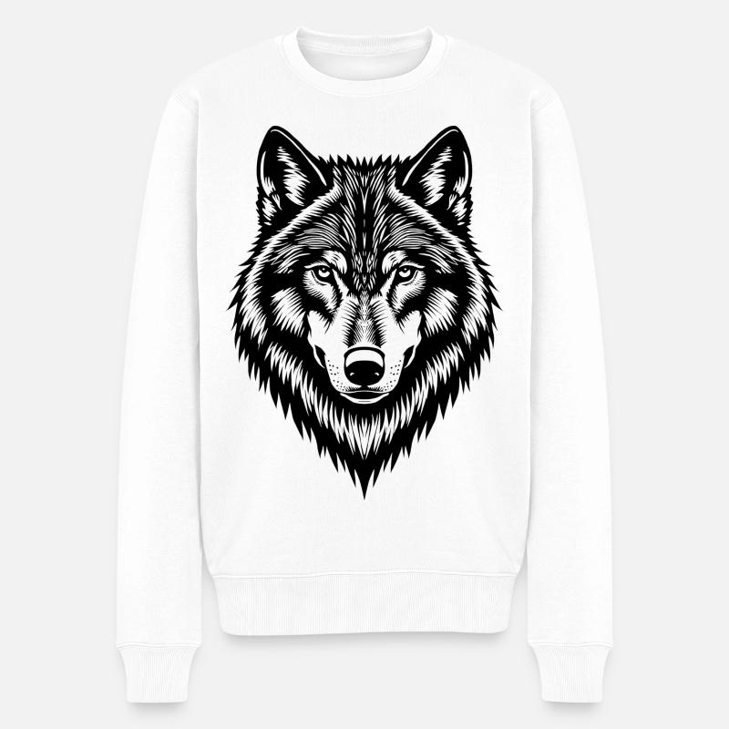 Art de la ligne de Wolf Headline en noir et blanc - Pull Premium bio Homme - blanc
