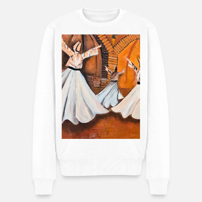 Sema - Der mystische Lichttanz - Männer Premium Bio Pullover - Weiß