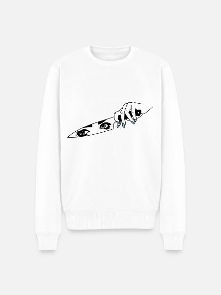 Schlechte Frau - Männer Premium Bio Pullover - Weiß