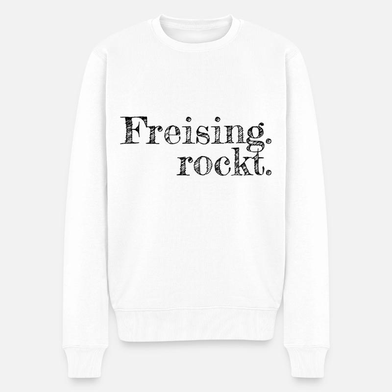 Freising rockt - Textdesign mit Stadtnamen - Männer Premium Bio Pullover - Weiß