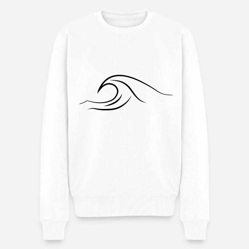 Wellen Welle - Männer Premium Bio Pullover - Weiß