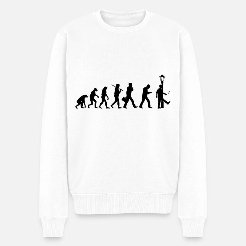 Evolution Smartphone - Lustiges Motiv - Männer Premium Bio Pullover - Weiß